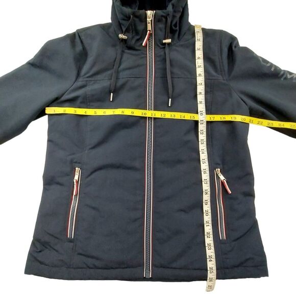 Tommy Hilfiger Soft Shell Jacket Womens Medium Navy Fleece Lined Wind Resistant - Picture 8 of 12